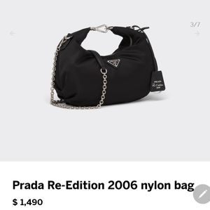 Still here.  Prada The Prada Re-Edition 2006 bag made of nylon.